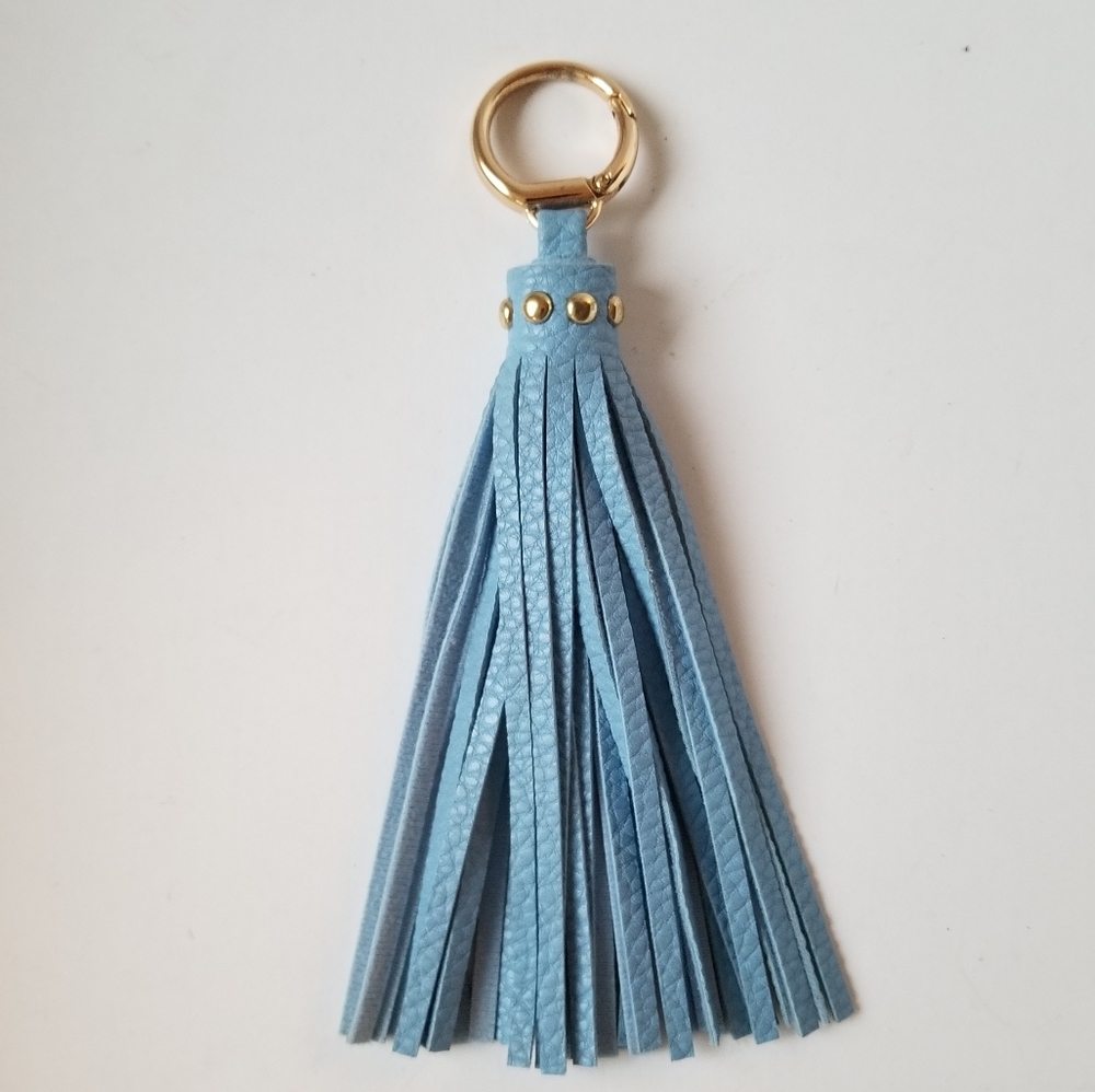 Blue leather tassel